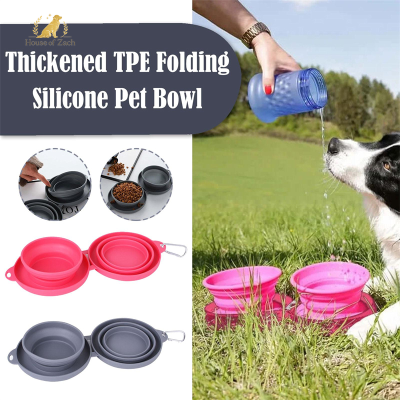 Foldable Double Pet Travel Bowl – Portable Food & Water Feeder for Dogs & Cats