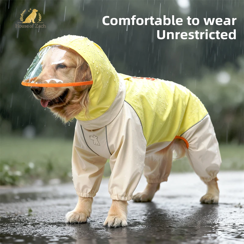 Waterproof Dog Raincoat for Large Dogs – Golden Retriever & Labrador Full Coverage Rain Jacket