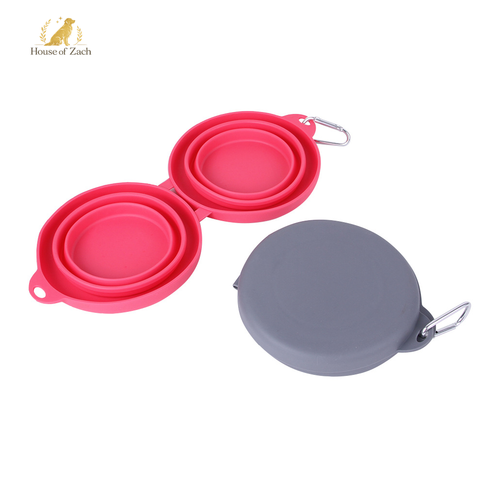 Foldable Double Pet Travel Bowl – Portable Food & Water Feeder for Dogs & Cats