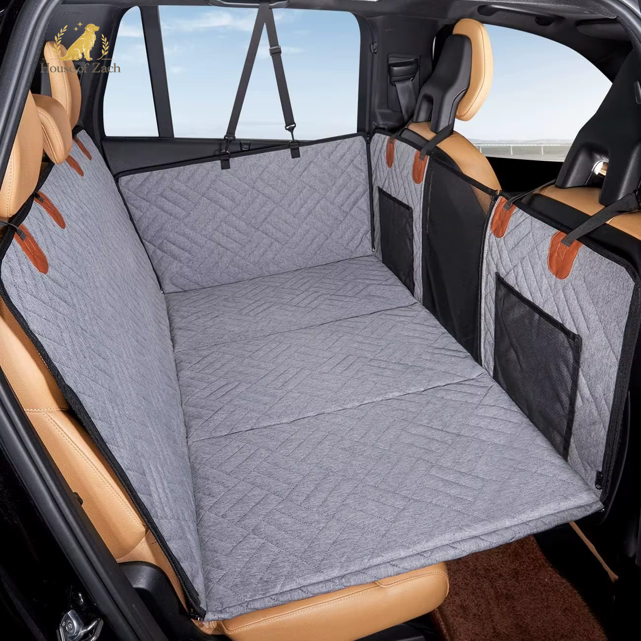Hard Bottom Dog Car Seat Cover & Back Seat Extender for Large Dogs