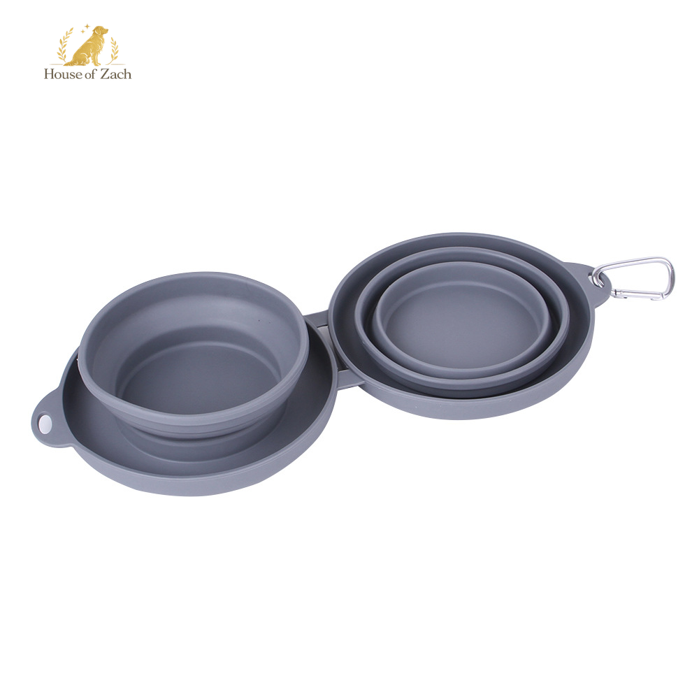 Foldable Double Pet Travel Bowl – Portable Food & Water Feeder for Dogs & Cats
